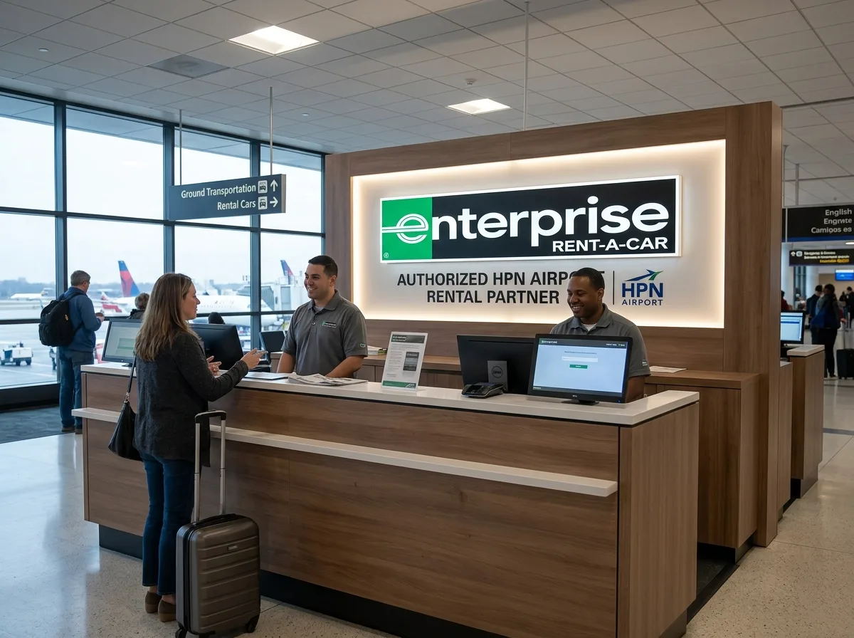 Enterprise Rent-A-Car brand logo, authorized HPN airport rental partner